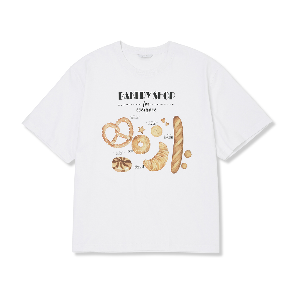 베이커리 샵 하프 슬리브 티셔츠 (화이트)